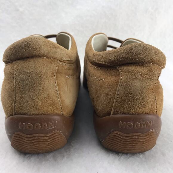 Hogan Women's Logo Suede Slip-On Shoes Sneakers Tan Camel Size 35.5 (US 5) Italy - Picture 6 of 12